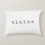 Simple Minimalist Name Design in White Custom Decorative Cushion<br><div class="desc">This cute simple custom throw pillow features a modern minimalist design of your name in a retro typewriter font in black on a white background. Great gift idea!</div>