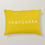 Simple Minimalist Name Design in Yellow Custom Decorative Cushion<br><div class="desc">This cute simple custom throw pillow features a modern minimalist design of your name in a retro typewriter font on a sunny yellow background. Great gift idea!</div>