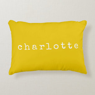 Simple Minimalist Name Design in Yellow Custom Decorative Cushion