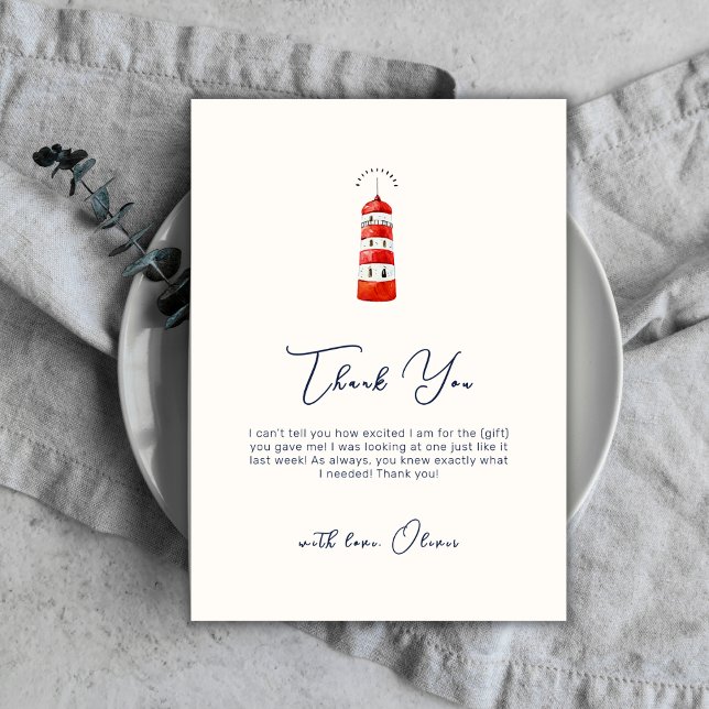 Simple Minimalist Nautical Lighthouse Baby Shower  Thank You Card (Simple Minimalist Nautical Lighthouse Baby Shower Thank You Card)