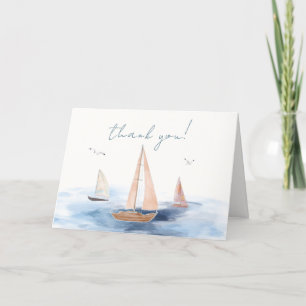 Simple Minimalist Nautical Sailboat Baby Shower Thank You Card