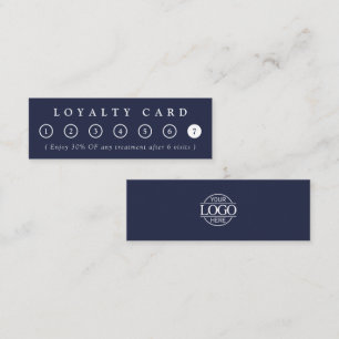 Simple Minimalist Navy Blue Business Logo Salon Loyalty Card