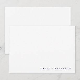 Simple Minimalist Navy Blue Correspondence  Card