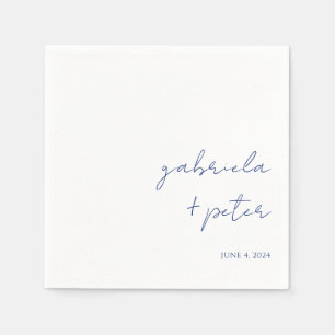 Simple Minimalist Navy Blue Modern Wedding Napkin