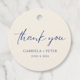 Simple Minimalist Navy Blue Wedding Thank You Favour Tags
