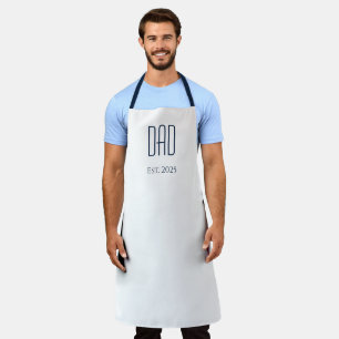 Simple Minimalist New Dad Navy Blue Typography  Apron