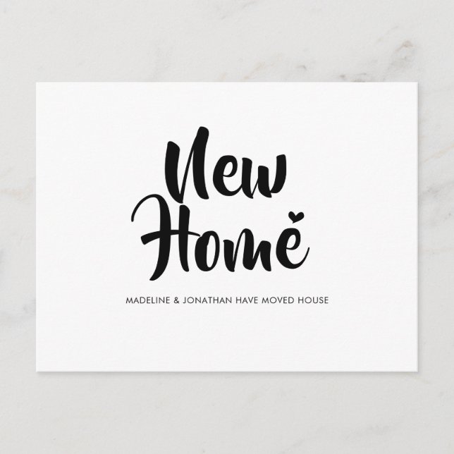 Simple Minimalist New Home Heart Moving Announcement Postcard (Front)