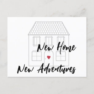 Simple minimalist new home script moving announcement postcard
