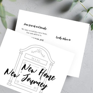 Simple minimalist new home script moving  announcement postcard