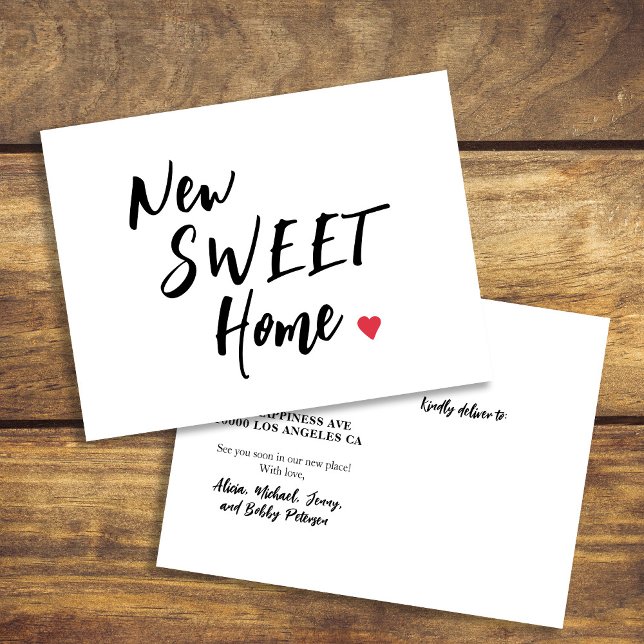 Simple minimalist new sweet home funny moving announcement postcard (Creator Uploaded)