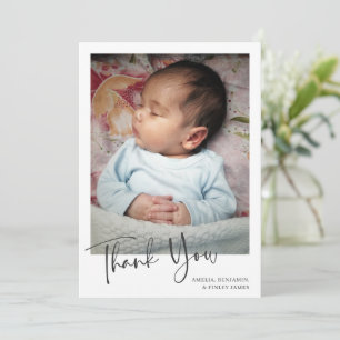 Simple Minimalist Newborn Baby Photo Message Thank You Card