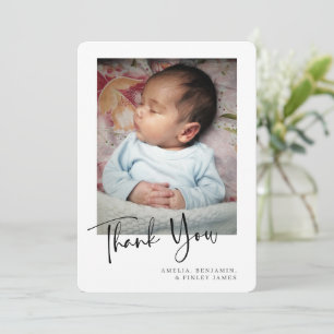 Simple Minimalist Newborn Baby Photo Thank You Card