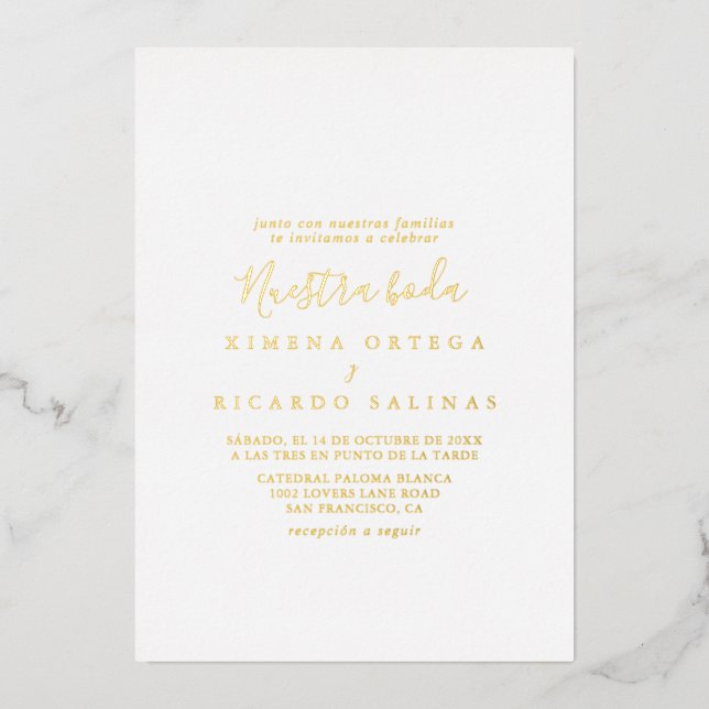 Simple Minimalist Nuestra Boda Wedding  (Front)