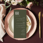 Simple Minimalist Olive Green Modern Wedding Menu<br><div class="desc">Elevate your wedding dining with our Simple Minimalist Olive Green Modern Wedding Menu. Chic olive design adds sophistication. Order now for an elegant presentation of culinary delights,  enhancing your special day.</div>