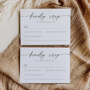 Simple Minimalist Olive Green RSVP Card