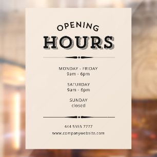 Simple Minimalist Opening Hours Black on Beige