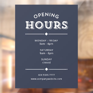 Simple Minimalist Opening Hours White on Grey