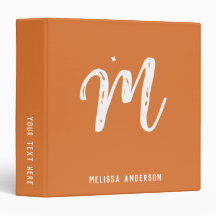 Simple Minimalist Orange Brown Monogram Name