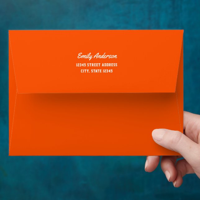 Simple Minimalist Orange Return Address Envelope (Hand)