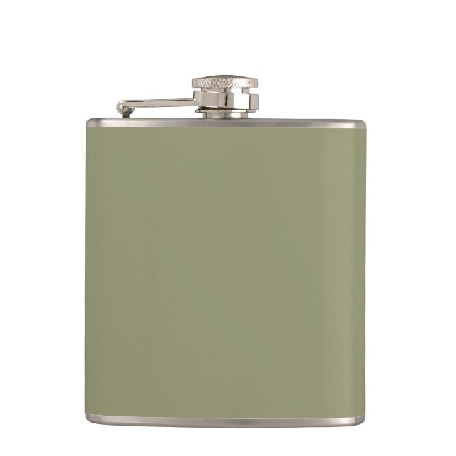 Simple minimalist pastel sage hip flask (Front)