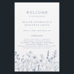 Simple Minimalist Periwinkle boho Wedding Program<br><div class="desc">Simple Minimalist Elegant Dusty Blue Periwinkle Modern Wedding program with wildflowers. Please find more matching designs and variations from my store. And feel free to contact me for further customisation or matching items.</div>