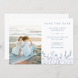 Simple Minimalist Periwinkle Wildflower Photo QR  Save The Date
