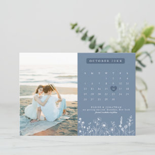 Simple Minimalist Periwinkle Wildflower Photo  Save The Date