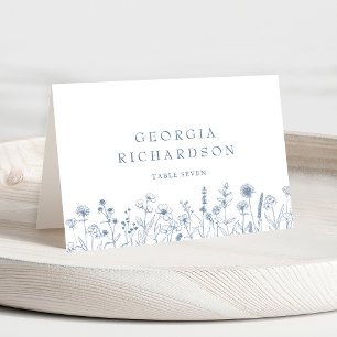 Simple Minimalist Periwinkle Wildflower Place Card