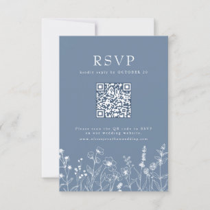Simple Minimalist Periwinkle Wildflower QR Code RSVP Card