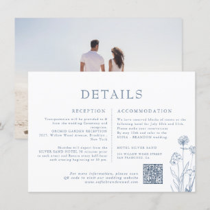 Simple Minimalist Periwinkle Wildflower Wedding    Enclosure Card