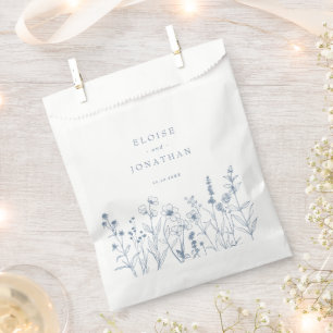 Simple Minimalist Periwinkle Wildflower Wedding Favour Bag