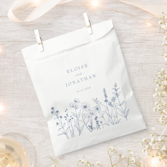 Simple Minimalist Periwinkle Wildflower Wedding Favour Bag (Clipped)