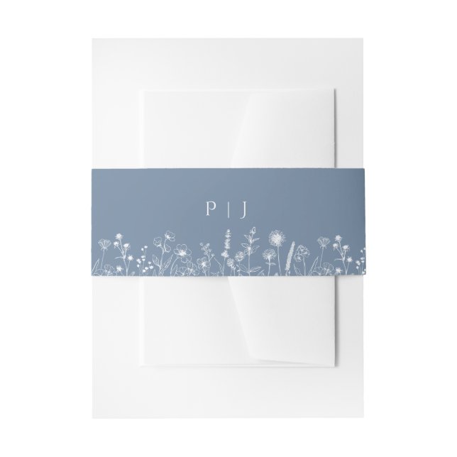Simple Minimalist Periwinkle Wildflower Wedding Invitation Belly Band (Front Example)