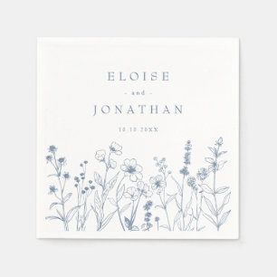 Simple Minimalist Periwinkle Wildflower Wedding Napkin
