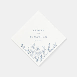 Simple Minimalist Periwinkle Wildflower Wedding Napkin