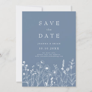 Simple Minimalist Periwinkle Wildflower Wedding Save The Date