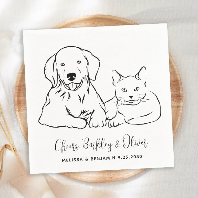Simple Minimalist Personalised Dog Cat Pet Wedding Napkin (Creator Uploaded)