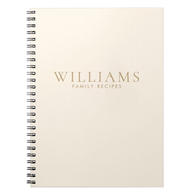 Simple Minimalist Personalised Family Recipes Notebook (Front)