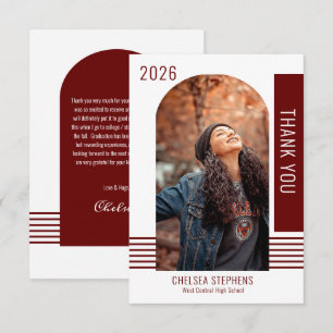 Simple Minimalist Photo 2026 Graduation Thank You Card