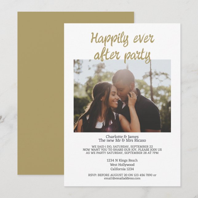 Simple minimalist photo after wedding party invitation (Front/Back)