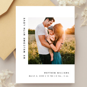 Simple Minimalist Photo Baby Shower Thank You Postcard