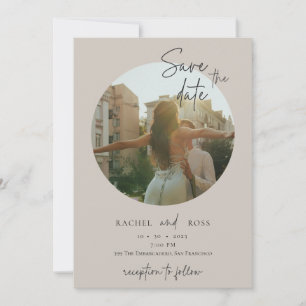 Simple Minimalist Photo   Beige Wedding  Invitation