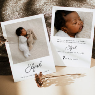 Simple Minimalist Photo Birth Announcement