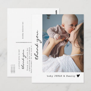 Simple Minimalist Photo Birthday Party Thank You Postcard