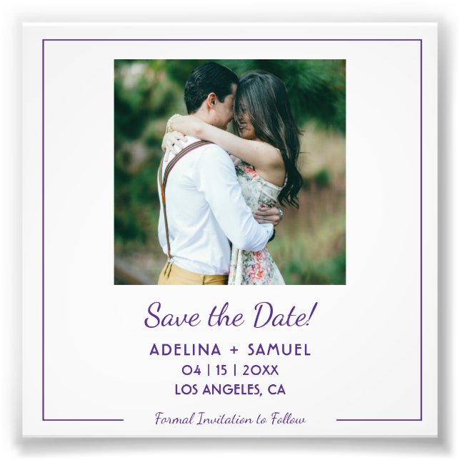 Simple minimalist photo budget wedding save date (Front)
