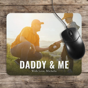 Simple Minimalist Photo Calligraphy Daddy and Me Mouse Pad