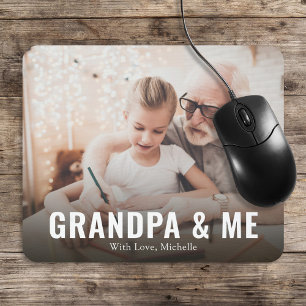 Simple Minimalist Photo Calligraphy Grandpa and Me Mouse Pad