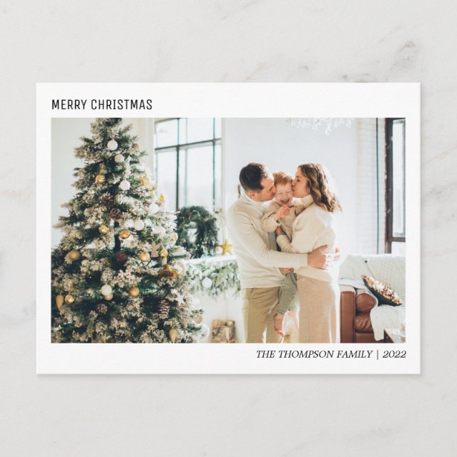 Simple Minimalist Photo Christmas  Holiday Postcard (Front)