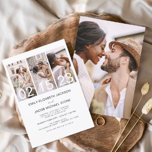 Simple Minimalist Photo Elegant White Wedding Invitation