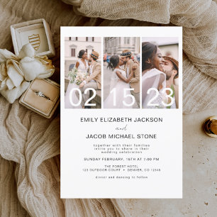 Simple Minimalist Photo Elegant White Wedding Invitation